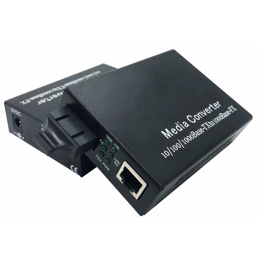 Media Converter: 1 port 1000 Base-FX (2 fibers) and 1 port 10/100/1000 Base-T(x)